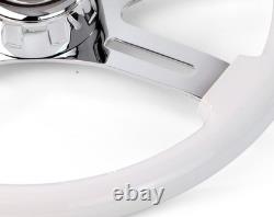 16 White STEERING WHEEL 4 CHROME SPOKE Peterbilt Kenworth Freightliner Internat