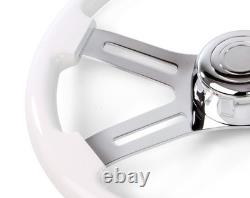 16 White Steering Wheel 4 Chrome Spoke Freightliner 1989-2007 Adapter Included