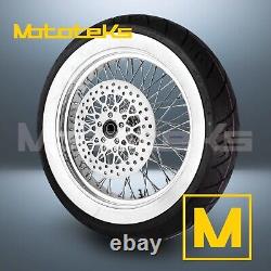 16x3.5 60 Spoke Wheel Stainless For Harley Sportster Front White Tire (tr)