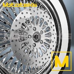 16x3.5 Cali Fat Spoke Wheel 52 Stainless For Harley Touring Rear White Tire
