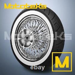 16x5.5 Cali Fat Spoke Wheel 52 Stainless For Harley Touring Rear Cush White Tire