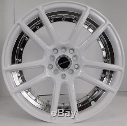 17x7.5 5x100 Custom Wheels Rims fits Chevy Set of 4 Gloss White with Chrome