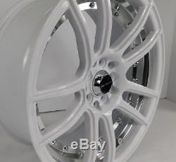 17x7.5 5x100 Custom Wheels Rims fits Toyota -Set of 4 Gloss White with Chrome