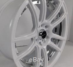17x7.5 5x114.3 Custom Wheels Rims fits Honda Set of 4 Gloss White with Chrome