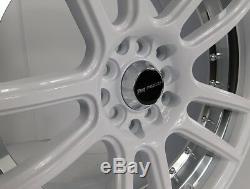 17x7.5 5x114.3 Custom Wheels Rims fits Honda Set of 4 Gloss White with Chrome