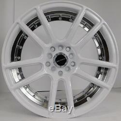 17x7.5 5x114.3 Custom Wheels Rims fits Nissan -Set of 4 Gloss White with Chrome