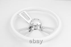 18 Chrome 3-Spoke Steering Wheel ABS Grip for Kenworth Peterbilt Freightliner