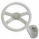 18 Inch Chrome 4 Spoke White Steering Wheel & Shift Knob Kit 4S09-1500315K18