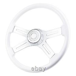 18 Solid Wood lacquering Truck Steering Wheel 4 Spoke Aluminum Chrome Plated