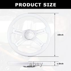 18 Solid Wood lacquering Truck Steering Wheel 4 Spoke Aluminum Chrome Plated