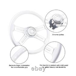 18 Solid Wood lacquering Truck Steering Wheel 4 Spoke Aluminum Chrome Plated