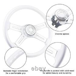 18 Solid Wood lacquering Truck Steering Wheel 4 Spoke Aluminum Chrome Plated