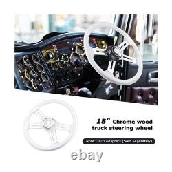 18 Solid Wood lacquering Truck Steering Wheel 4 Spoke Aluminum Chrome Plated