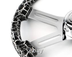 18 WHITE LIGHTNING STEERING WHEEL 4 CHROME SPOKE Peterbilt Kenworth Freightline