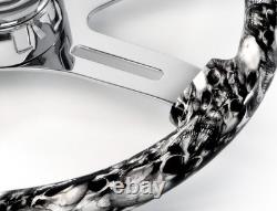 18 WHITE SKULL STEERING WHEEL 4 CHROME SPOKE Peterbilt Kenworth Freightliner