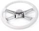 18 WHITE STEERING WHEEL 4 CHROME SPOKE Peterbilt Kenworth Freightliner intern