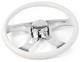 18 WHITE STEERING WHEEL 4 CHROME SPOKE Peterbilt Kenworth Freightliner intern