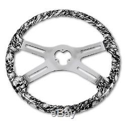 thumbnail image 2 of UAT 18" Skull Steering Wheel - White - Fits Peterbilt, Kenworth, Freightliner, IHC Trucks 2 of 5