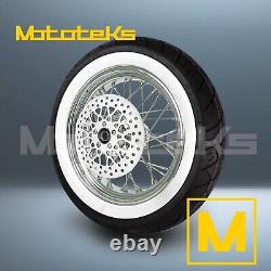 18x4.25 40 Spoke Wheel Stainless For Harley Touring Bagger Rear White Tire (tr)