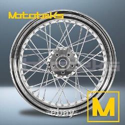 18x4.25 40 Spoke Wheel Stainless For Harley Touring Bagger Rear White Tire (tr)