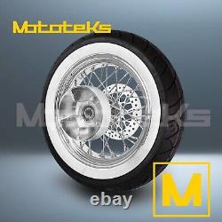 18x5.5 40 Spoke Wheel Stainless Harley Touring Bagger Cush Rear White Tire (tr)