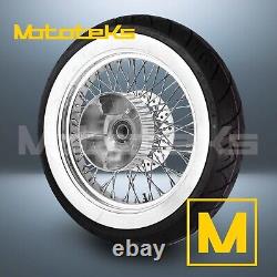 18x5.5 60 Spoke Wheel Stainless Harley Touring Bagger Cush Rear White Tire (tr)