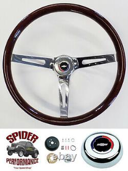 1948-1959 Chevy pickup steering wheel RED WHITE BLUE BOWTIE 15" CLASSIC WALNUT