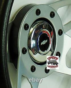 1948-59 Chevy pickup steering wheel Red White Blue Bowtie 13 1/2 SILVER 4 SPOKE
