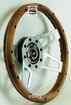 1953-1954 Bel Air 150 210 steering wheel Red White Blue 13 1/2 WALNUT 4 SPOKE