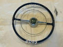 1953 1954 Chevy Belair Steering Wheel Blue & White Chrome Ring Coupe Convertible