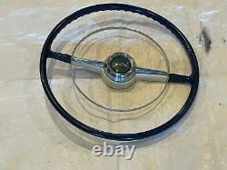 1953 1954 Chevy Belair Steering Wheel Blue & White Chrome Ring Coupe Convertible