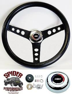 1957-1963 Chevy Steering wheel RED WHITE BLUE BOWTIE 13 1/2 CLASSIC BLACK
