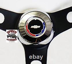 1957-1963 Chevy Steering wheel RED WHITE BLUE BOWTIE 13 1/2 CLASSIC BLACK