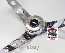 1957-1963 Chevy steering wheel RED WHITE BLUE BOWTIE 13 1/2 CLASSIC CHROME