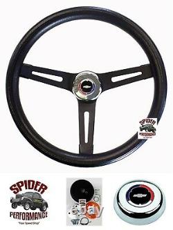 1957-1963 Chevy steering wheel RED WHITE BLUE BOWTIE 13 1/2 MUSCLE CAR BLACK