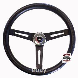 1957-1963 Chevy steering wheel RED WHITE BLUE BOWTIE 13 1/2 MUSCLE CAR BLACK