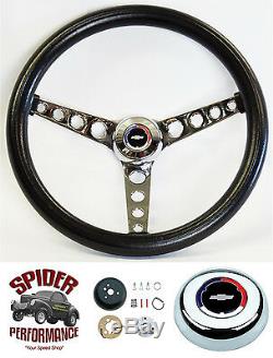 1957 Bel Air 210 150 steering wheel RED WHITE BLUE BOWTIE 14 1/2 CLASSIC CHROME