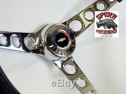 1957 Bel Air 210 150 steering wheel RED WHITE BLUE BOWTIE 14 1/2 CLASSIC CHROME