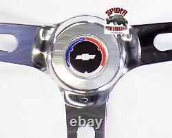1957 Bel Air 210 150 steering wheel Red White Blue BOWTIE 15 MUSCLE CAR CHROME