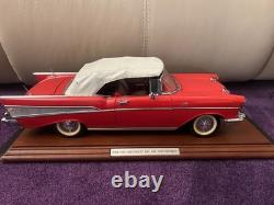 1957 Chevrolet Bel Air Convertible Danbury Mint withBox, Wood Plaque Display Case