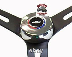 1964-1966 Chevy 2 steering wheel RED WHITE BLUE BOWTIE 13 1/2 MUSCLE CAR BLACK