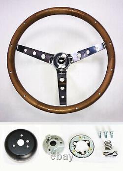 1967-1968 Chevelle El Camino Steering Wheel Wood walnut 15 Red White Blue cap