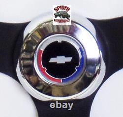 1967-68 Nova Chevy 2 steering wheel Red White Blue Bowtie 14 3/4 VINTAGE BLACK