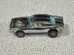 1969 Hot Wheels Redline HEAVY CHEVY Chrome Club Car White Interior Blue Windows