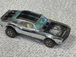 1969 Hot Wheels Redline HEAVY CHEVY Chrome Club Car White Interior Blue Windows