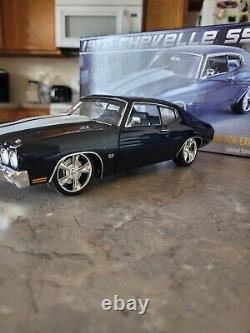 1970 Chevelle SS 396 Midnight Blue With Chrome Wheels 1/18 Scale Diecast Model