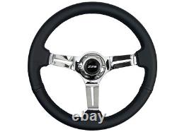 1982-89 Chevy Camaro Z28 6 Bolt S6 Black Leather Steering Wheel Kit, White Z28