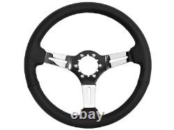 1982-89 Chevy Camaro Z28 6 Bolt S6 Black Leather Steering Wheel Kit, White Z28