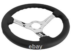 1982-89 Chevy Camaro Z28 6 Bolt S6 Black Leather Steering Wheel Kit, White Z28