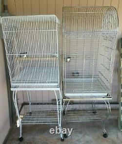 2 Bird Cages Large Parrot ChROME Cockatiel Houses Metal Stand with wheels